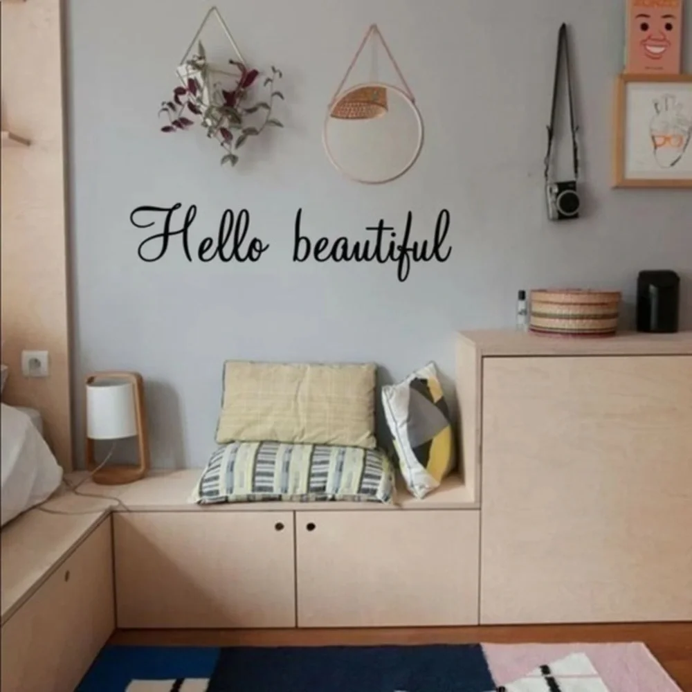 💋 Wall art sticker decal Hello Beautiful